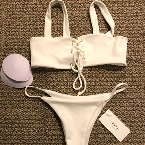 **BRAND NEW** Ribbed Lace Up Swimsuit Large